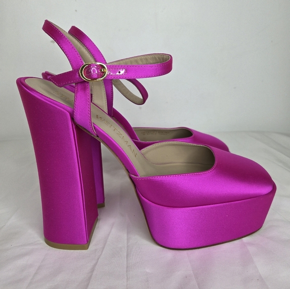 NWT Stuart Weitzman Size 10 Platform Heels In Hot Pink Shoes - Picture 4 of 13